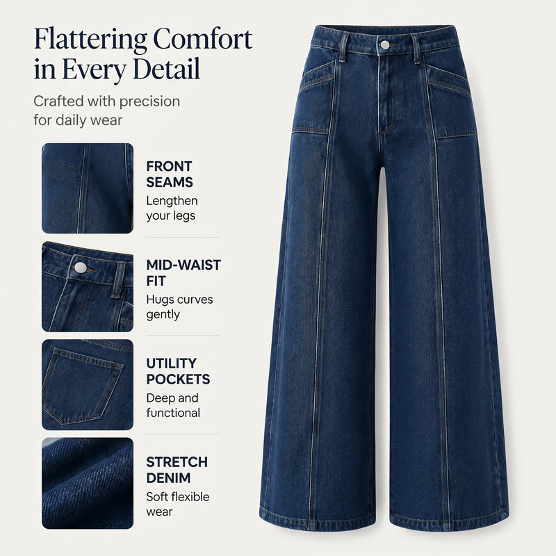 👖Damenjeans mit hoher Taille und weitem Bein – figurschmeichelnde Jeans im Vintage-Schnitt ✨
