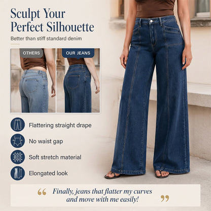 👖Damenjeans mit hoher Taille und weitem Bein – figurschmeichelnde Jeans im Vintage-Schnitt ✨