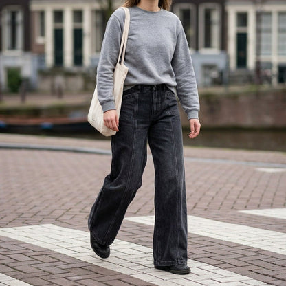 👖Damenjeans mit hoher Taille und weitem Bein – figurschmeichelnde Jeans im Vintage-Schnitt ✨