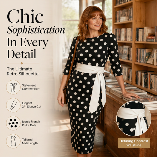 👗🌸 Elegantes Retro-Polka-Kleid – zeitlos, feminin & vielseitig – perfekt für Alltag, Büro & besondere Anlässe