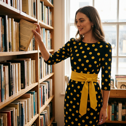 👗🌸  Elegantes Retro-Polka-Kleid – zeitlos, feminin & vielseitig – perfekt für Alltag, Büro & besondere Anlässe