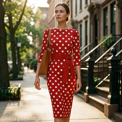 👗🌸  Elegantes Retro-Polka-Kleid – zeitlos, feminin & vielseitig – perfekt für Alltag, Büro & besondere Anlässe