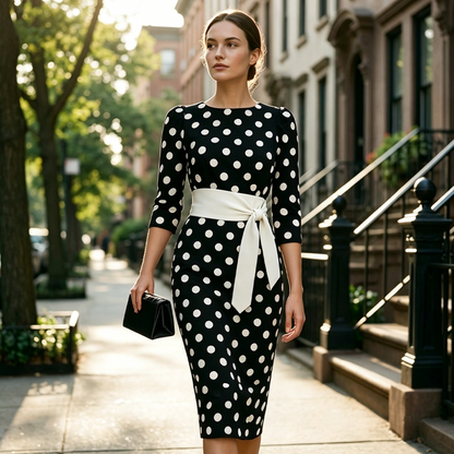 👗🌸  Elegantes Retro-Polka-Kleid – zeitlos, feminin & vielseitig – perfekt für Alltag, Büro & besondere Anlässe