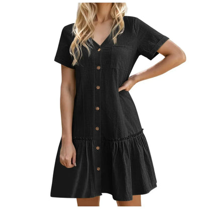 ⌛Zeitlich begrenztes Angebot – Lässiges Kleid aus Baumwoll-Leinen-Mischgewebe