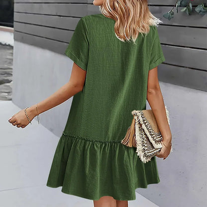 ⌛Zeitlich begrenztes Angebot – Lässiges Kleid aus Baumwoll-Leinen-Mischgewebe