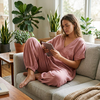 ⌛ Nur solange Vorrat reicht – danach regulärer Preis! Locker sitzender Sommer-Jumpsuit für Damen mit V-Ausschnitt