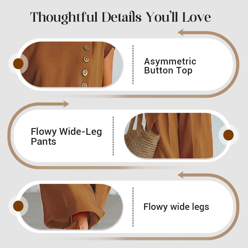 2-teiliges Set aus Oberteil mit asymmetrischem Saum und Hose für Damen