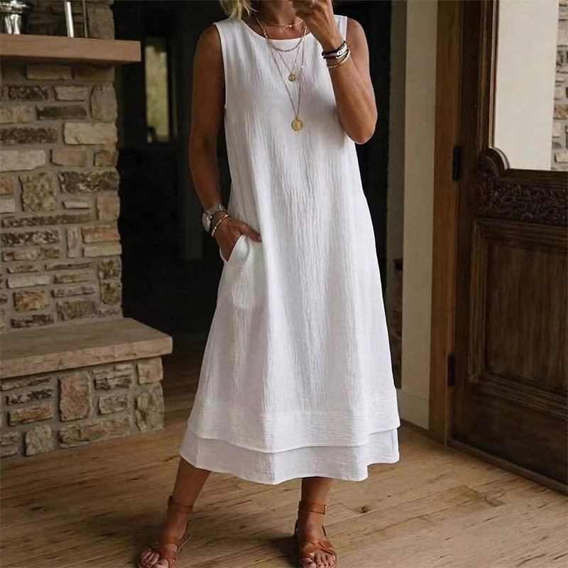 ⌛Zeitlich begrenztes Angebot – Ärmelloses Sommerkleid mit Stufenschnitt für Damen