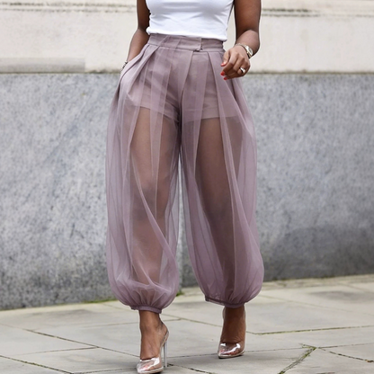 ✨Damenhose mit Mesh-Einsätzen im Laternen-Stil – luftiger Look, bequeme Passform & vielseitig – perfekt für warme Tage, Strand & Freizeit – mit stilvollen Mesh-Details