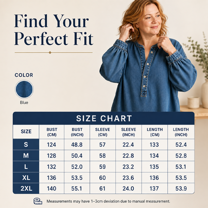 ⌛Zeitlich begrenztes Angebot – Langes Maxi-Jeanskleid mit Lanterna-Ärmeln für Damen