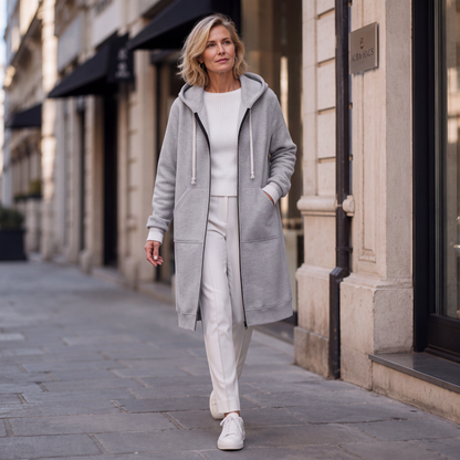 🔥✨Damen Fleece‑Kapuzenpullover mit Reißverschluss