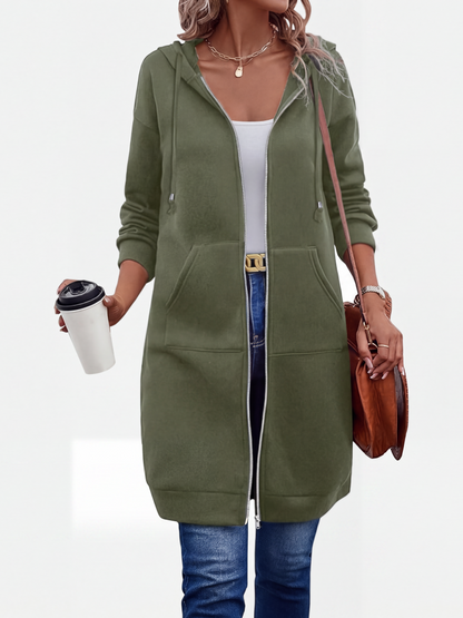 🔥✨Damen Fleece‑Kapuzenpullover mit Reißverschluss