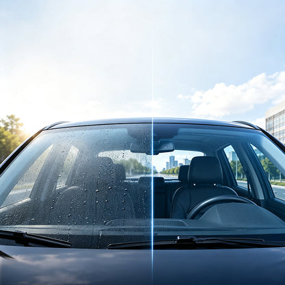 ❄️Summerfresh 50 % reduziert!✨ 2-in-1 Windschutzscheiben- und Autoglas-Tiefenreiniger – Entfernt Ölfilme und Wasserflecken mit integriertem Applikator, 100 ml
