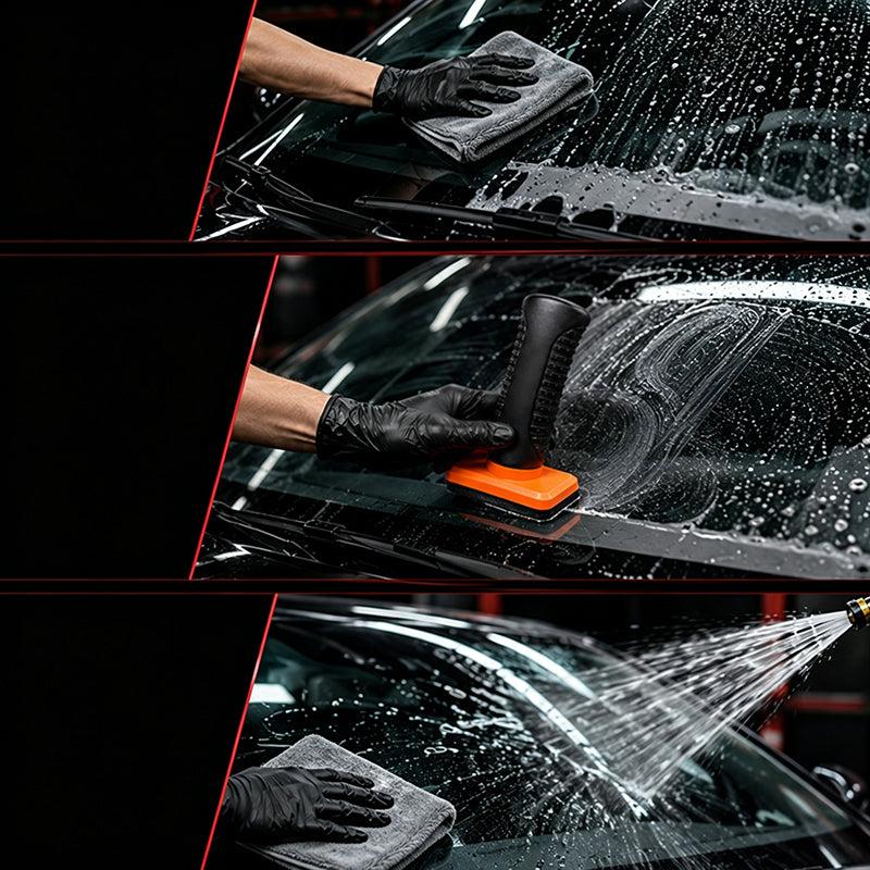 ❄️Summerfresh 50 % reduziert!✨ 2-in-1 Windschutzscheiben- und Autoglas-Tiefenreiniger – Entfernt Ölfilme und Wasserflecken mit integriertem Applikator, 100 ml