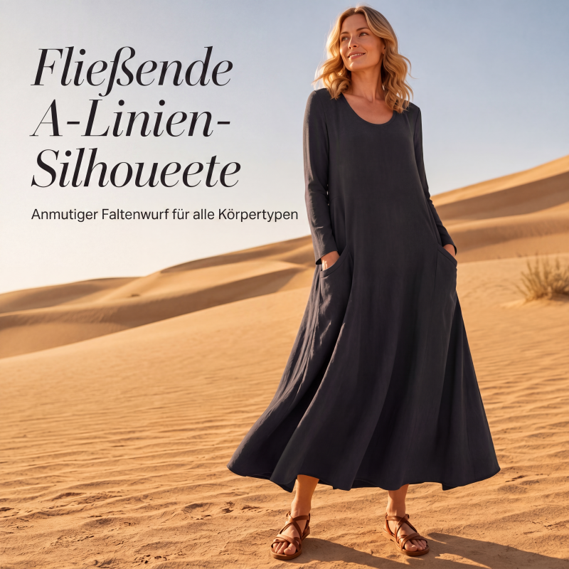 📢📢50%Rabatt!!!🎉✨ Der Sommerhit 2026 – der Wahnsinn! Damen Langarmkleid in Unifarbe