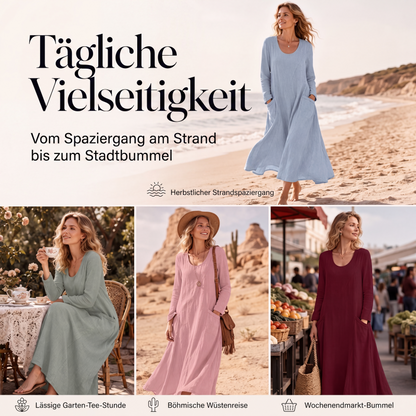 📢📢50%Rabatt!!!🎉✨ Der Sommerhit 2026 – der Wahnsinn! Damen Langarmkleid in Unifarbe