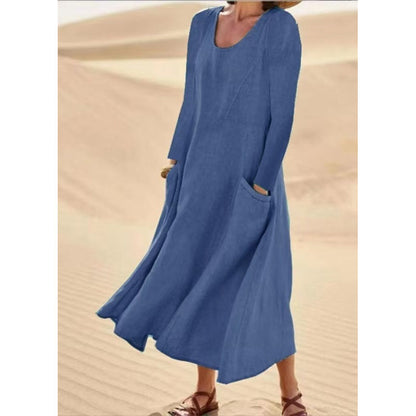 📢📢50%Rabatt!!!🎉✨ Der Sommerhit 2026 – der Wahnsinn! Damen Langarmkleid in Unifarbe