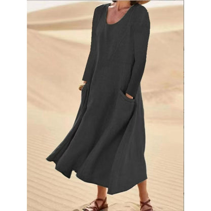 📢📢50%Rabatt!!!🎉✨ Der Sommerhit 2026 – der Wahnsinn! Damen Langarmkleid in Unifarbe