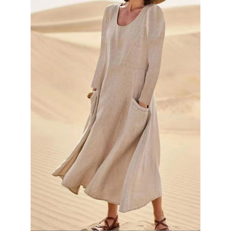 📢📢50%Rabatt!!!🎉✨ Der Sommerhit 2026 – der Wahnsinn! Damen Langarmkleid in Unifarbe