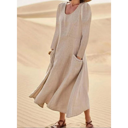 📢📢50%Rabatt!!!🎉✨ Der Sommerhit 2026 – der Wahnsinn! Damen Langarmkleid in Unifarbe