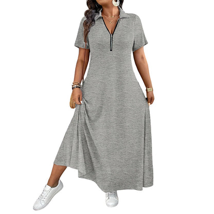 📢📢50%Rabatt!!!🎉✨Lässiges Maxikleid für Damen mit Reißverschluss und Unifarben