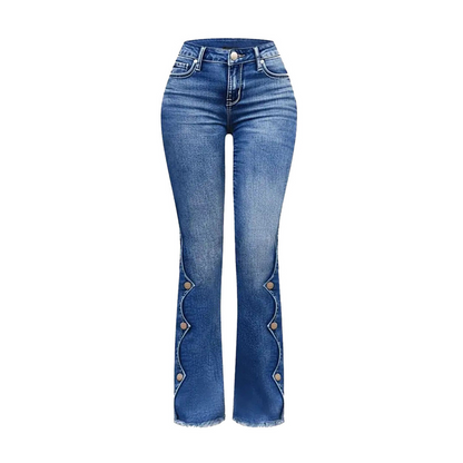 🎉🚨50% Rabatt!🎁🔥Angebot endet heute Nacht! Damen-Jeans mit hoher Taille, Destroyed-Look und ausgestelltem Bein👖