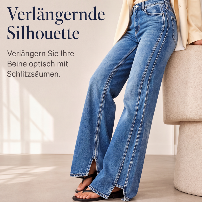 👖💙50 % Rabatt！⭐Weite hochtaillierte Jeans für Damen