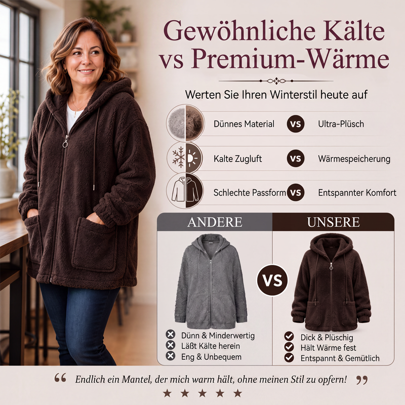 📢📢50%Rabatt!!!🎉✨Weites Sherpa-Hoodie-Sweatshirt für Damen