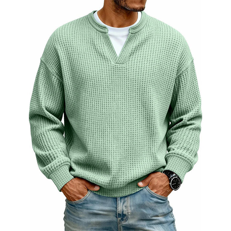 ✨ 50 % RABATT – Herren Waffel-T-Shirt im Layer-Look | Bequemer Alltagsstil mit eleganter Struktur 👚