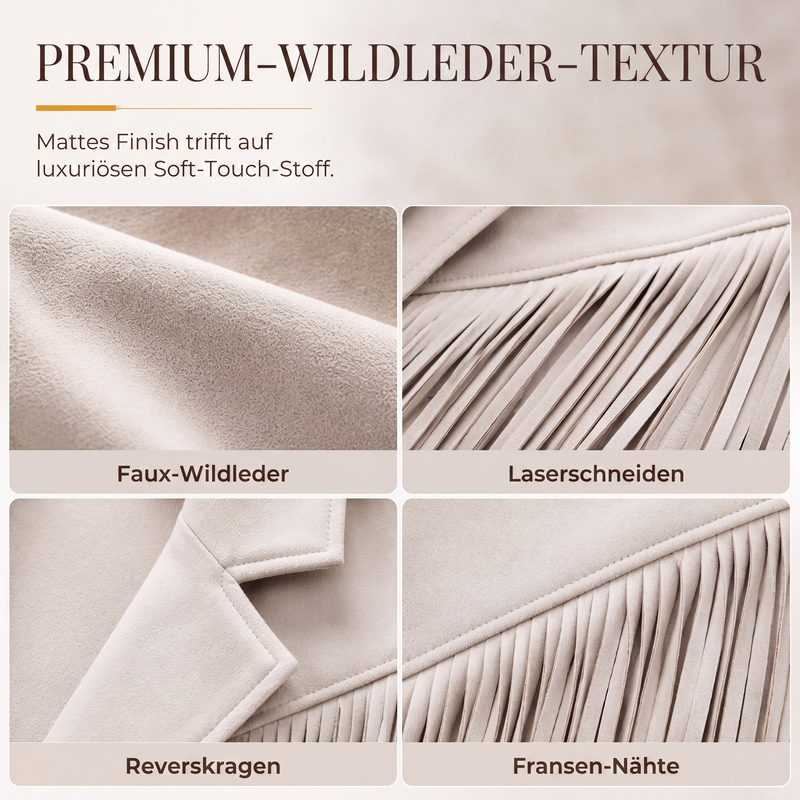 🍁Herbst-Favorit – 50 % Rabatt！⭐Lässige Fransenjacke für Damen mit langen Ärmeln