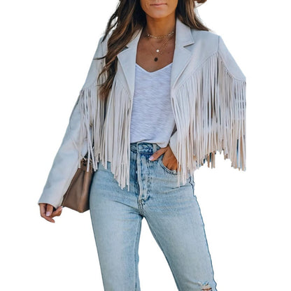 🍁Herbst-Favorit – 50 % Rabatt！⭐Lässige Fransenjacke für Damen mit langen Ärmeln
