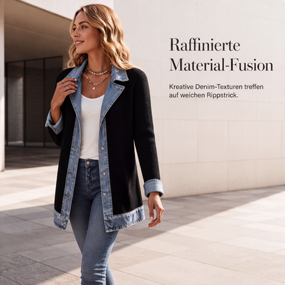 ✨ 50 % RABATT | Lässiger Chic für jeden Tag – Gerippte Strickjacke mit Denim-Details