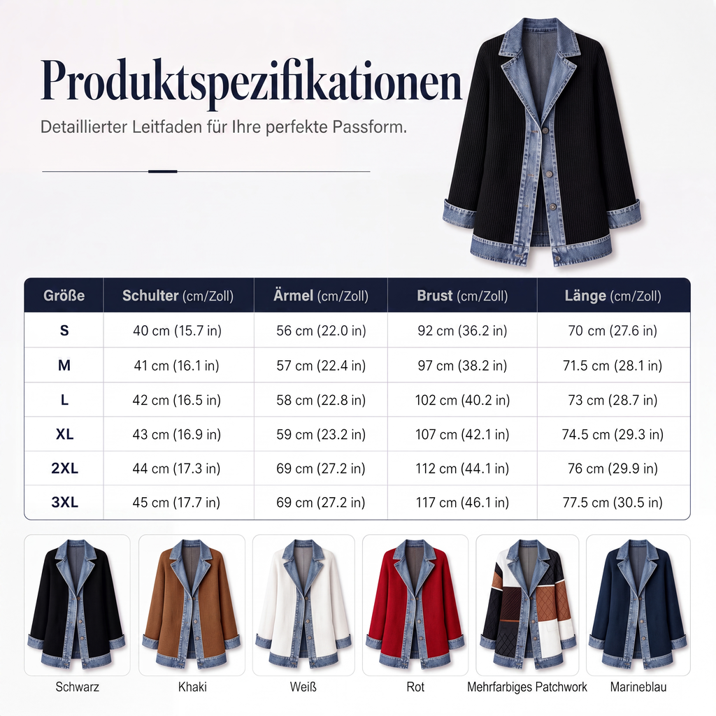 ✨ 50 % RABATT | Lässiger Chic für jeden Tag – Gerippte Strickjacke mit Denim-Details