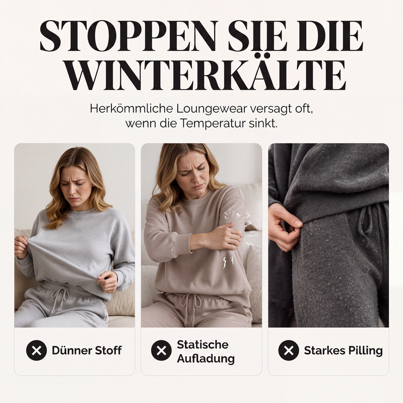 🍂Neu für Herbst & Winter – 50% Rabatt für kurze Zeit!🎁Thermo-Fleece-Pyjama-Set, warme Hauskleidung, 2-teilig, auch draußen tragbar