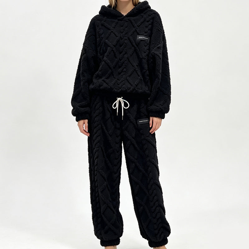 🍂Neu für Herbst & Winter – 50% Rabatt für kurze Zeit!🎁Thermo-Fleece-Pyjama-Set, warme Hauskleidung, 2-teilig, auch draußen tragbar