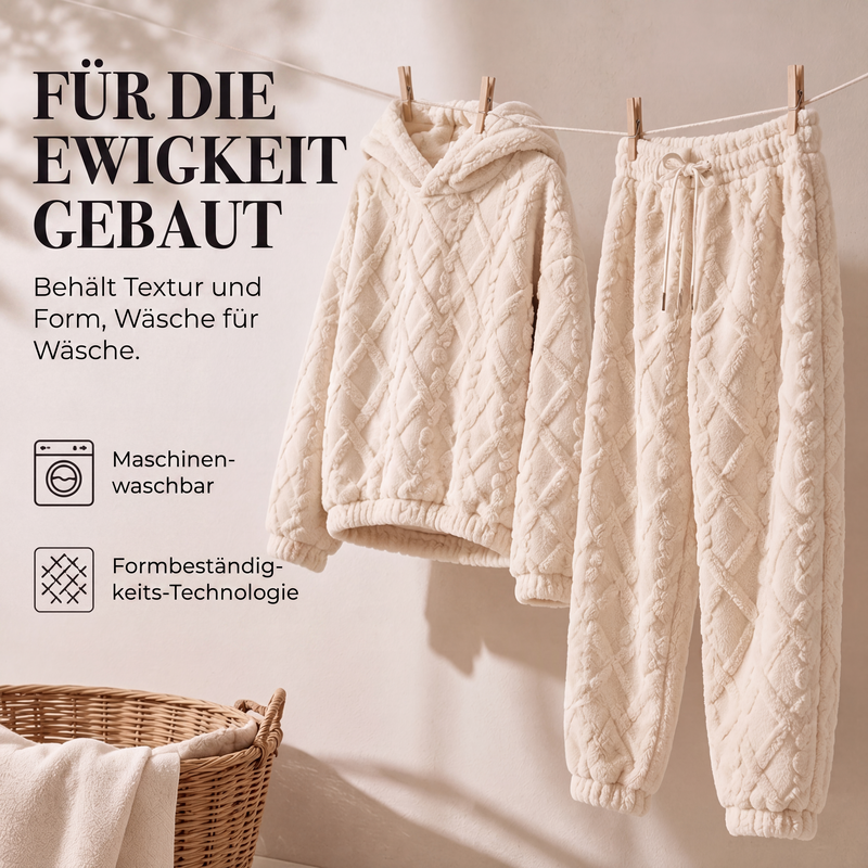 🍂Neu für Herbst & Winter – 50% Rabatt für kurze Zeit!🎁Thermo-Fleece-Pyjama-Set, warme Hauskleidung, 2-teilig, auch draußen tragbar
