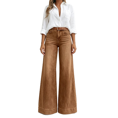 👖 Länger wirkende Beine, bequemer Tragekomfort | Vintage-Jeans für Damen mit hoher Taille und weitem Bein