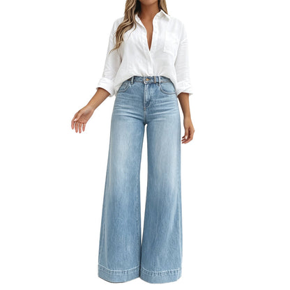 👖 Länger wirkende Beine, bequemer Tragekomfort | Vintage-Jeans für Damen mit hoher Taille und weitem Bein