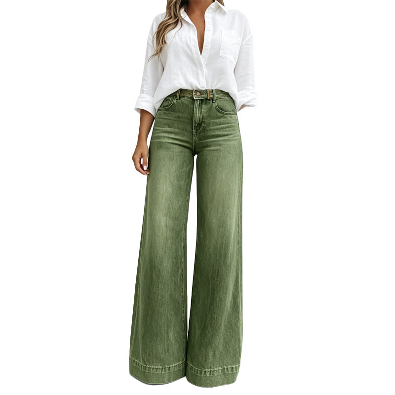 👖 Länger wirkende Beine, bequemer Tragekomfort | Vintage-Jeans für Damen mit hoher Taille und weitem Bein