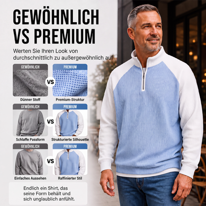 ✨Herren-Waffelstrick-Quarter-Zip-T-Shirt