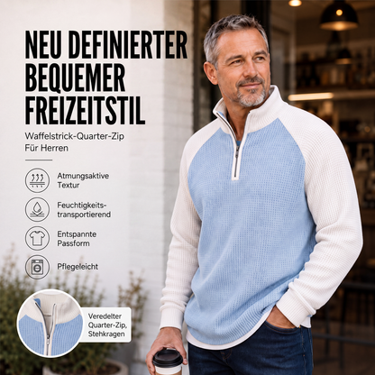 ✨Herren-Waffelstrick-Quarter-Zip-T-Shirt