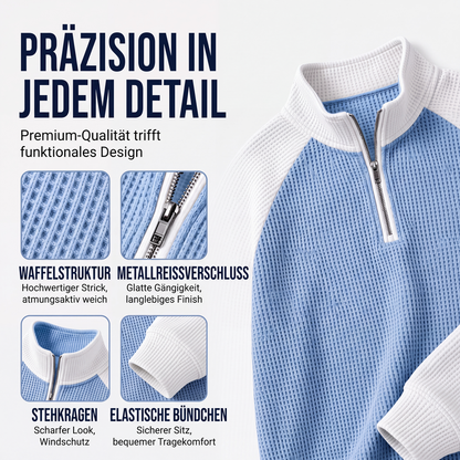 ✨Herren-Waffelstrick-Quarter-Zip-T-Shirt