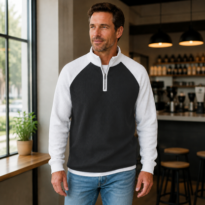 ✨Herren-Waffelstrick-Quarter-Zip-T-Shirt