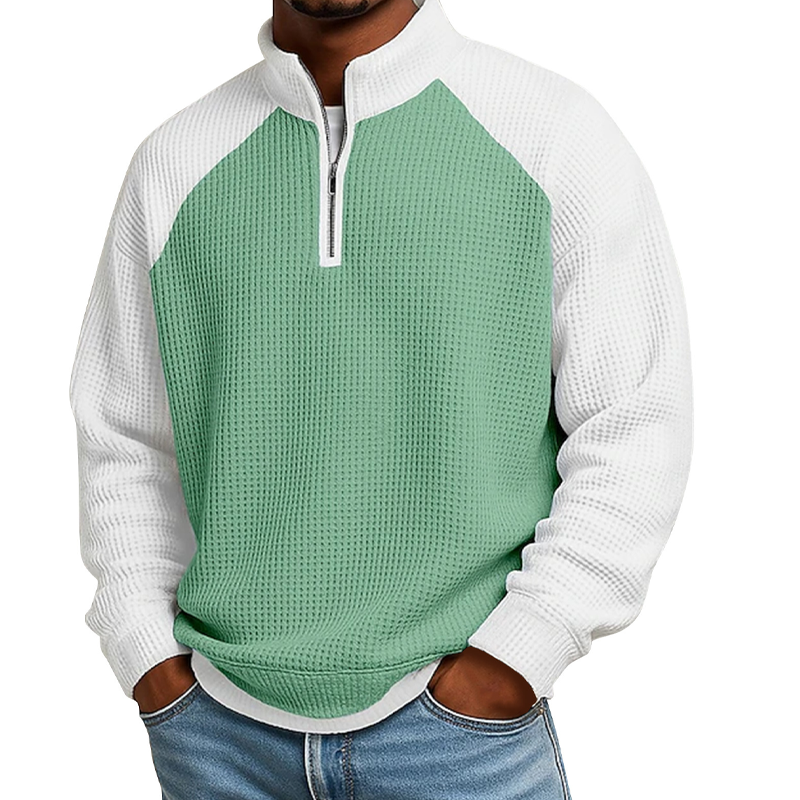 ✨Herren-Waffelstrick-Quarter-Zip-T-Shirt
