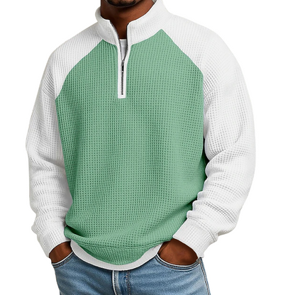 ✨Herren-Waffelstrick-Quarter-Zip-T-Shirt