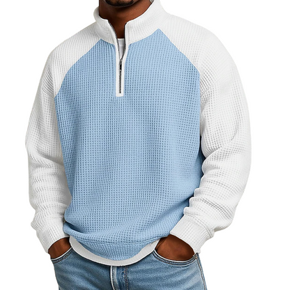 ✨Herren-Waffelstrick-Quarter-Zip-T-Shirt
