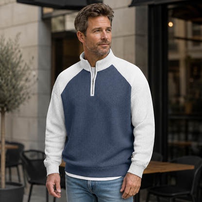 ✨Herren-Waffelstrick-Quarter-Zip-T-Shirt
