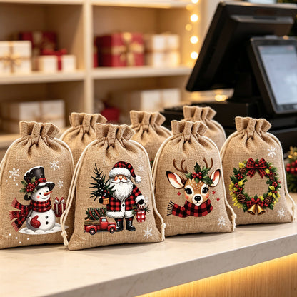 🎄 50% RABATT! 🎁 Weihnachts‑Geschenksäckchen – Festliche Motive, Kordelzug & strapazierfähig ✨