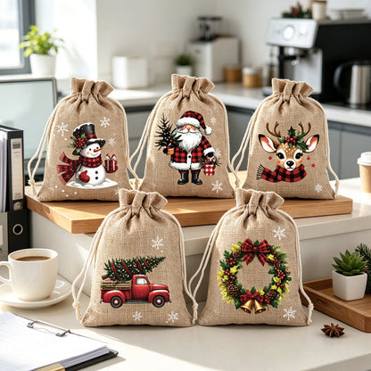 🎄 50% RABATT! 🎁 Weihnachts‑Geschenksäckchen – Festliche Motive, Kordelzug & strapazierfähig ✨