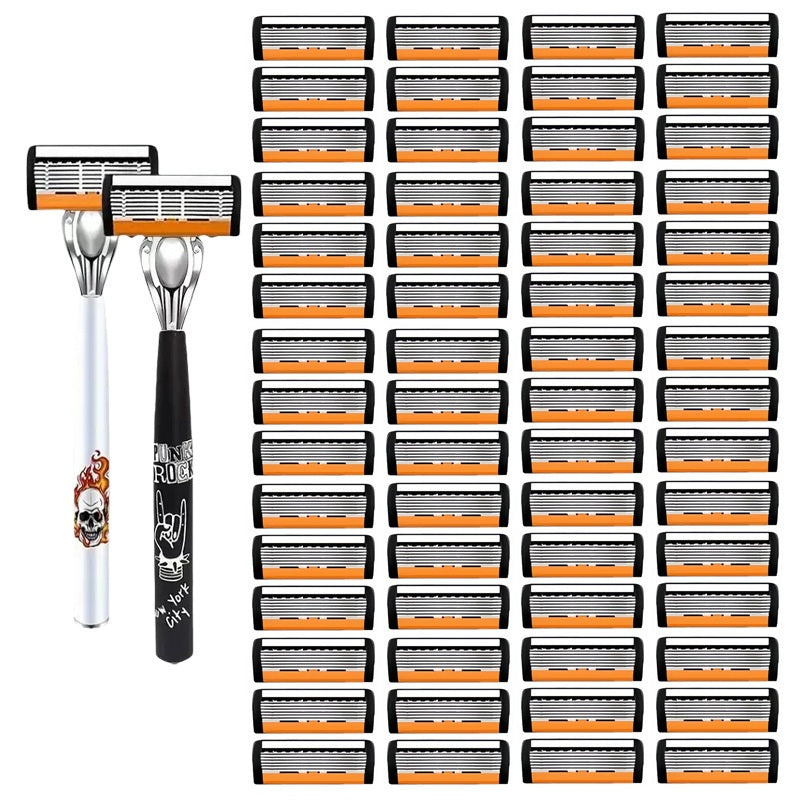 🪒 6-Blade Manual Razor Set – Smooth Shave With a Balanced Metal Handle ✨